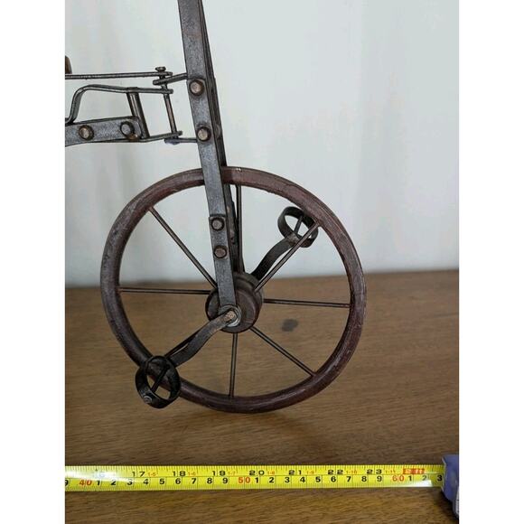 Vintage Wooden & Metal Miniature Doll Tricycle Rickshaw Wicker Seat 12" x 22" - Picture 13 of 16